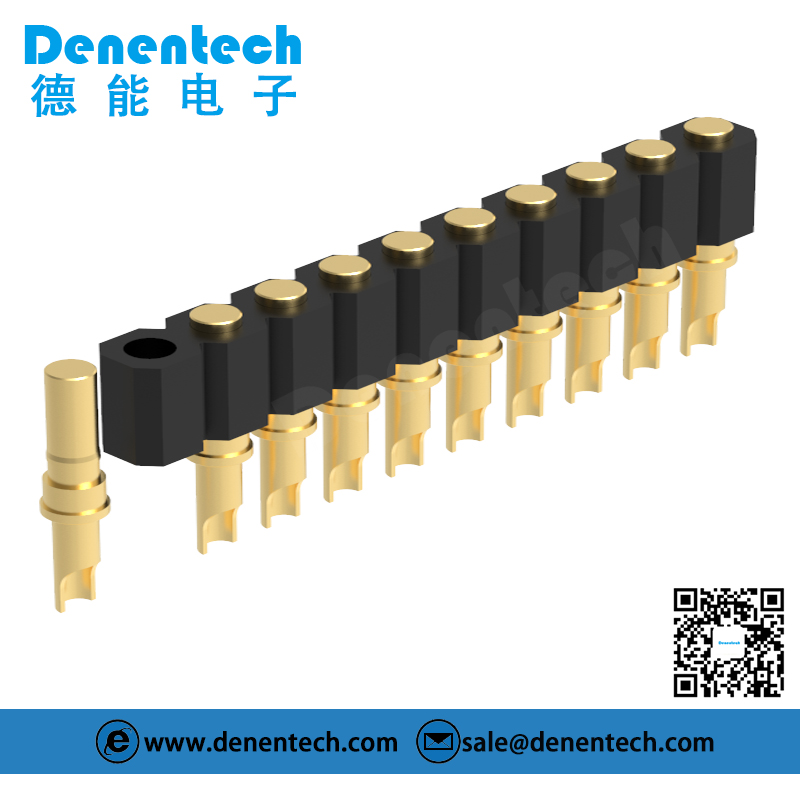 Denentech 2.54MM pogo pin H4.0MM solder dual row female spring loaded pin connector